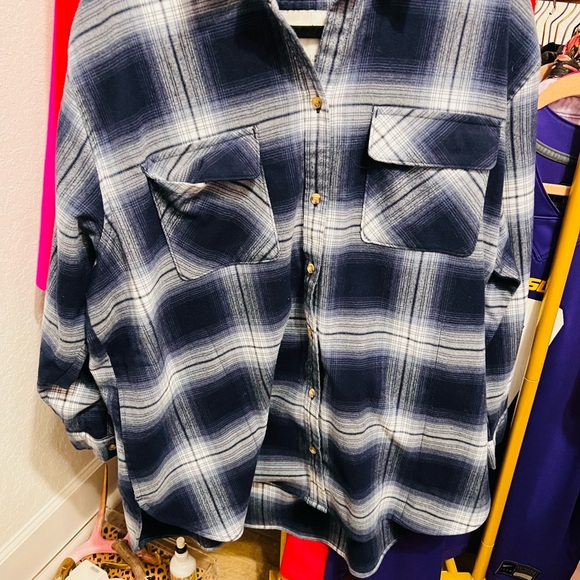 Abercrombie & Fitch Navy Checkered Shirt - Picture 2 of 4